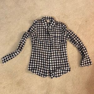 J.Crew Perfect Shirt Blue & White Checkered Print